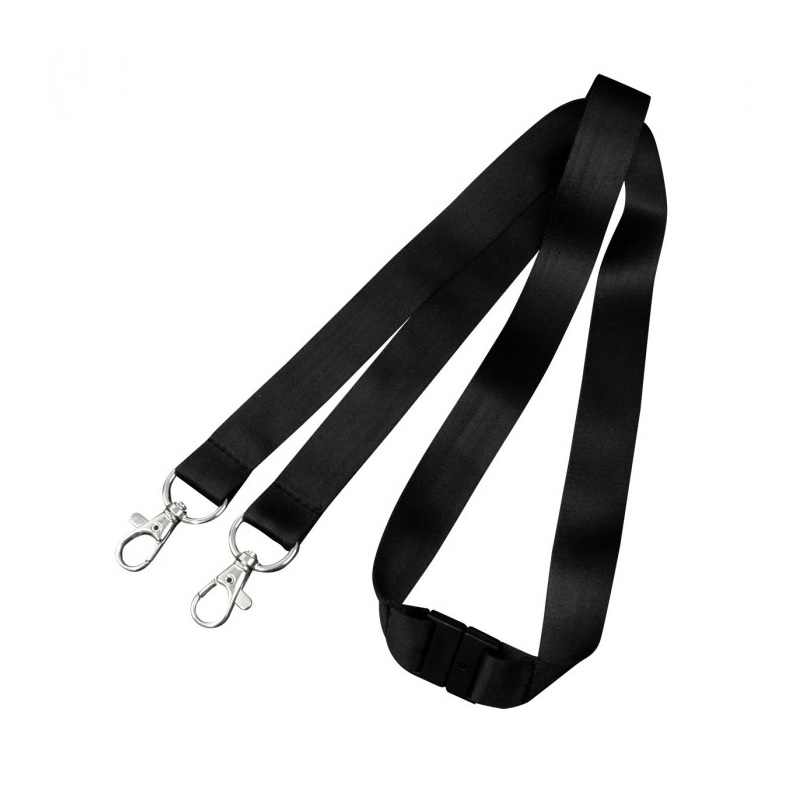 Billede af Sort Lanyard / Halssnor / Keyhanger / Nøglesnor / Halsrem 15 mm med dobbelt metal karabinhage til f.eks. events. 60270761
